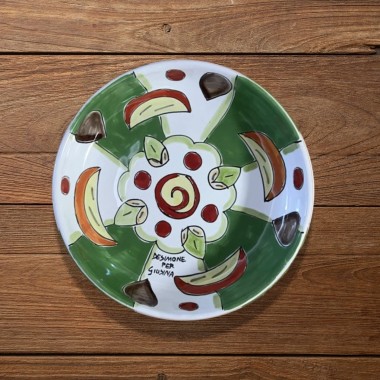Piatto tondo fondo artigianale siciliano De Simone Giusina Cassata d'Amare Piatto tondo fondo artigianale siciliano De Simone Giusina Cassata d'Amare